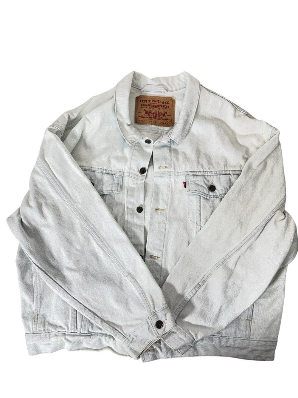 Vintage 1980 Levi’s 70598 4803 Trucker Denim Jacket Size XXL White Wash USA